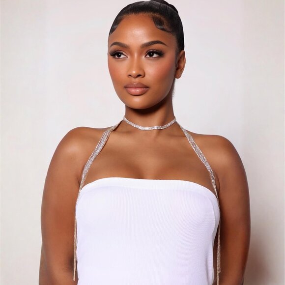 Windsor ✦ Wrapped Around You Necklace ✦ Gold Rhinestone Chain Statement Jewelry - Picture 1 of 11